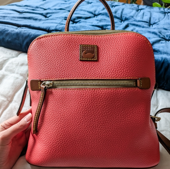 EUC Dooney & Bourke Pebble Grain Leather Backpack, Geranium Pink - Picture 9 of 16